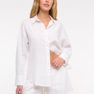Abercrombie Oversized Linen-Blend Shirt